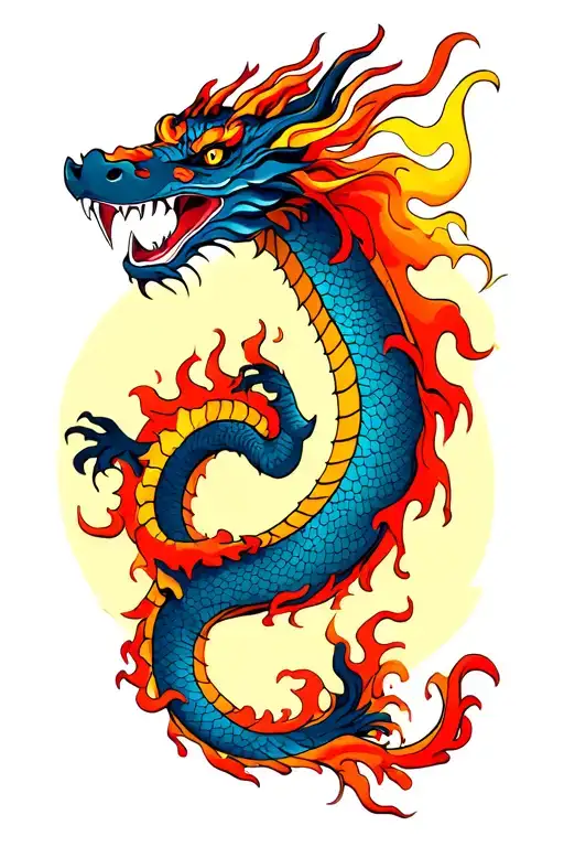 Dragon With Flame Burns
