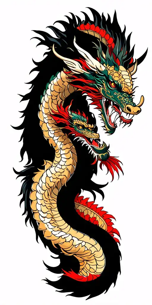 Samurai And Dragon Intertwined