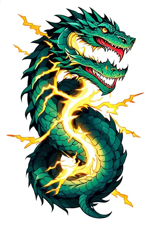 Jormungandr Arm Tattoo With Bolts Of Lightining All Around It Simulating A Fight With Thor