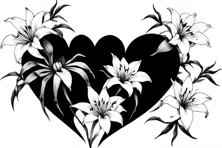 Spider Lilies Intertwined Creating Hearts Along Lower Back