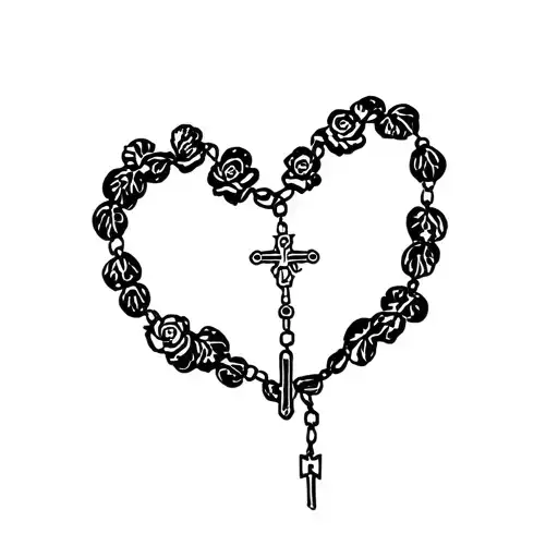 Rosary And Heart Shape