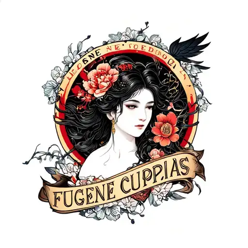 Quote ''Ne Cedene Fugene Cupias'' Enclosed In Realistic Design