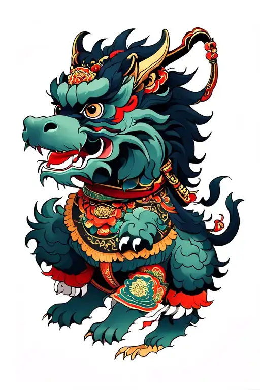 Foo Dog And Raijin Riding