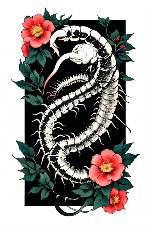 Tokyo Ghoul Centipede And Flowers Intertwined