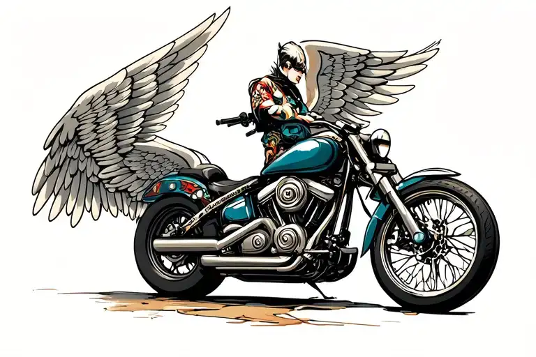 Motorcycle And Wings