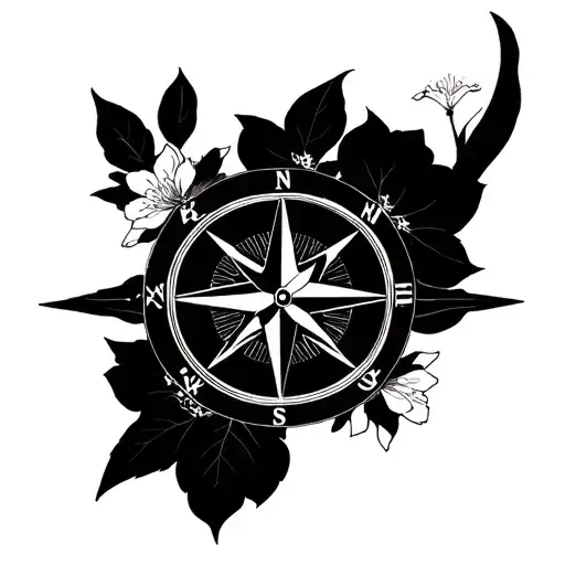 Blossoms And Nautical Compass