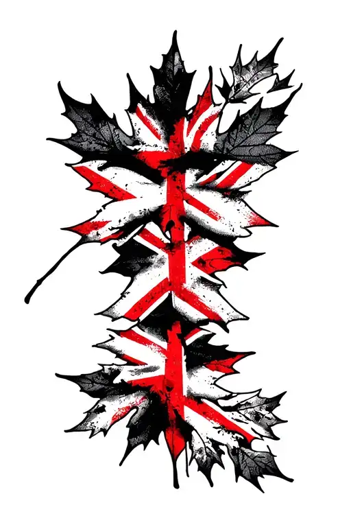 Union Jack Merged With Maple Leaf Waving Flag No Colour