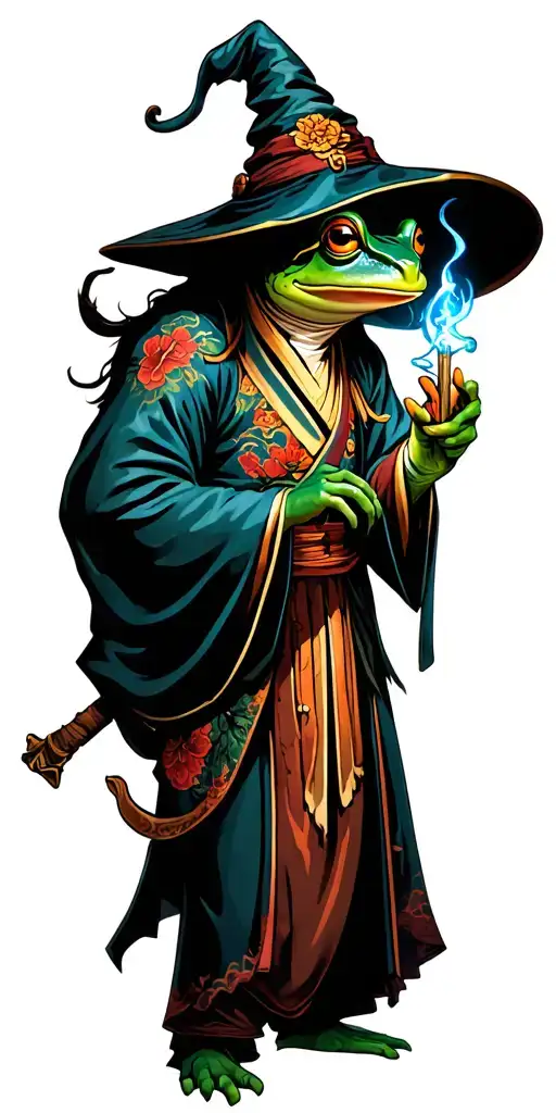 Frog Mage Casting A Spell Wizard Hat