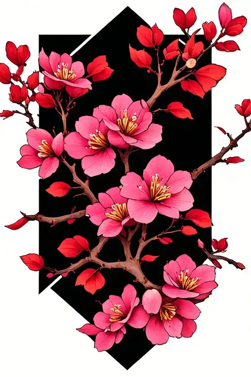 Combine A Geometric Pattern In The Background With A Flowering Branch Of A Redbud