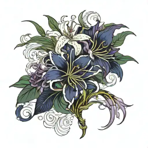 Spider Lily And Violet Flower