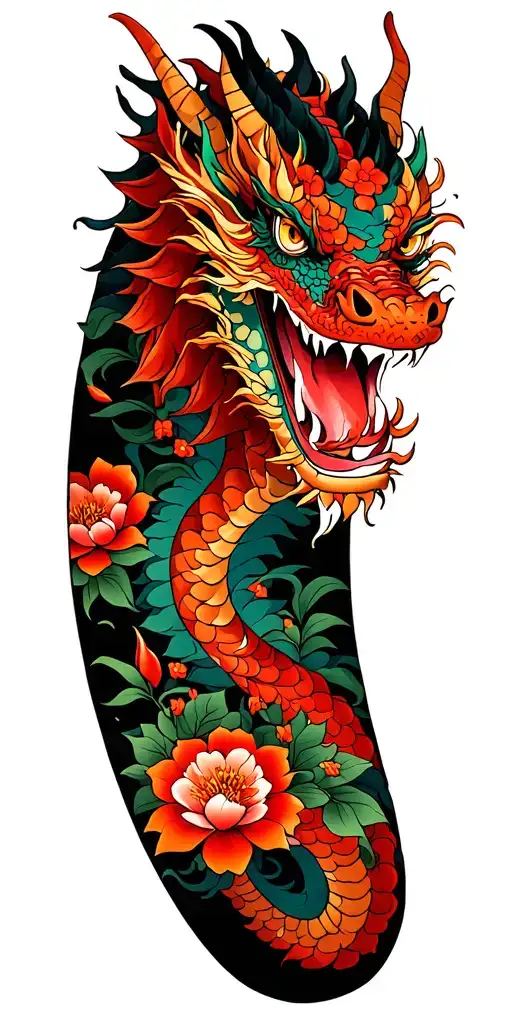 Dragon And Flowers