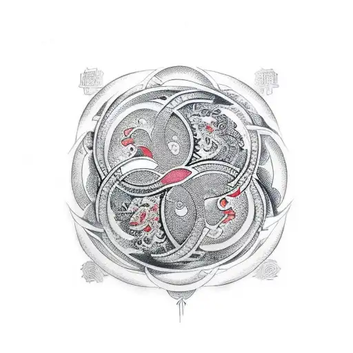 Symmetrical Twin Waves Merging Into A Yin Yang Symbol