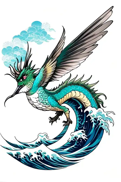 Japanese Dragon Great Wave Humming Bird