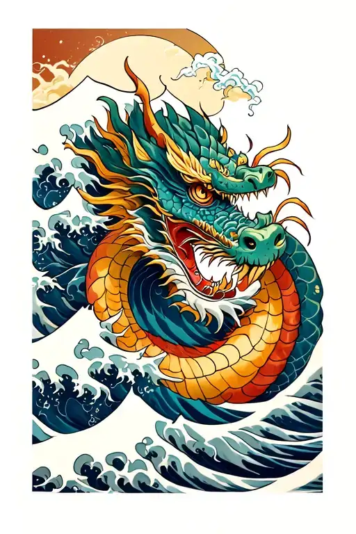 Japanese Dragon Great Wave