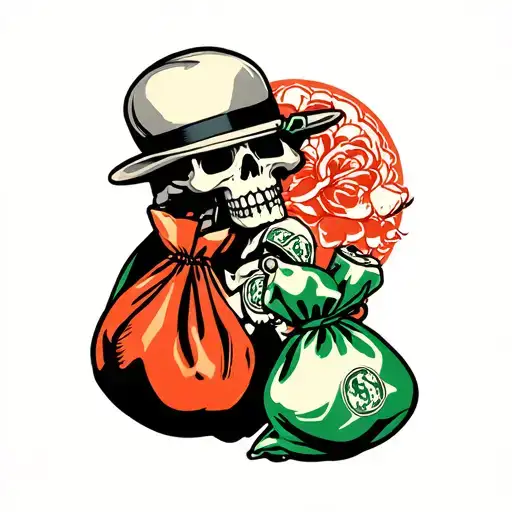Hustler With Skulls And Money Bag