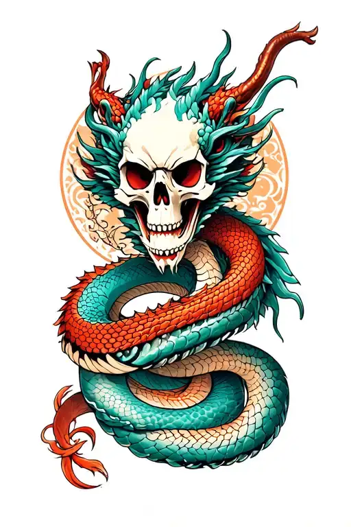 Skull Dragon Snake Wrapped