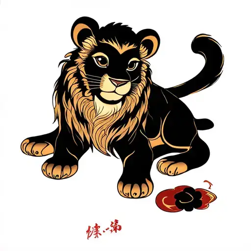 Japanese Lion Cub Laying