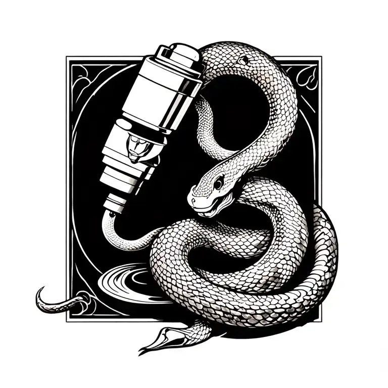 Microscope And Snake Intertwined