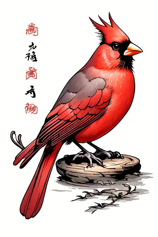 Japanese Cardinal Perched
