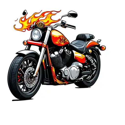 Motorcycle With Flames