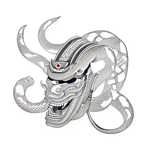 Samurai Mask With Snake