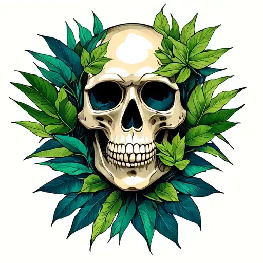 Palm Leaves Covering Skull