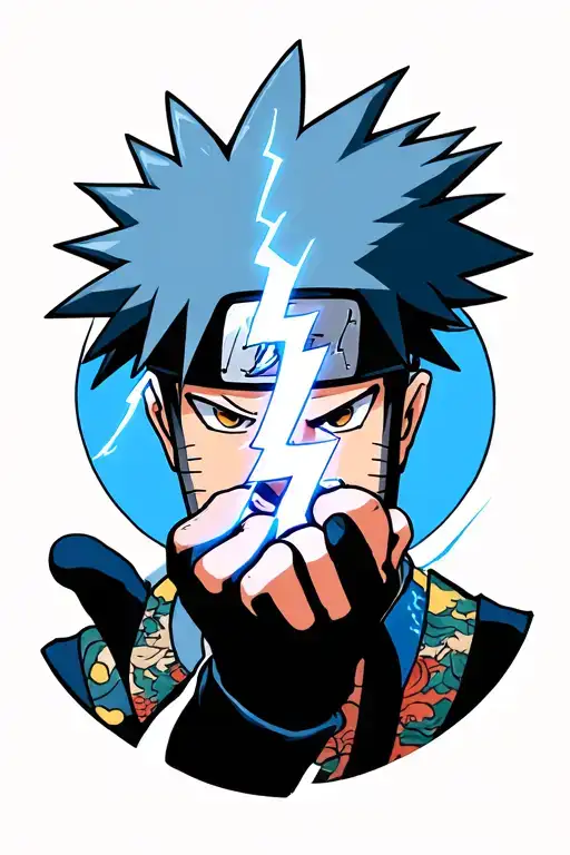 Kakashi With Lightning In His Hand In Front Of His Face
