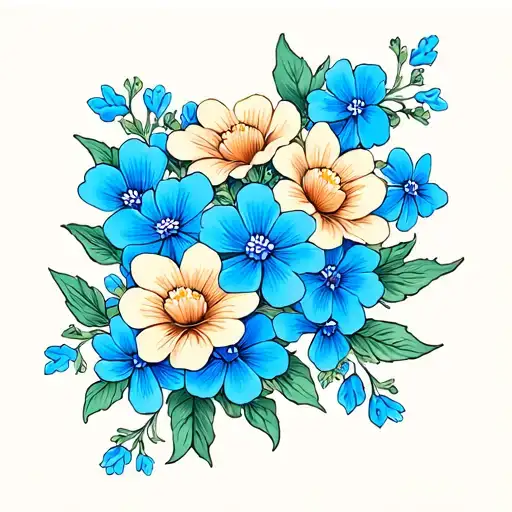 Forget Me Not Flowers Around A Y Shape Made