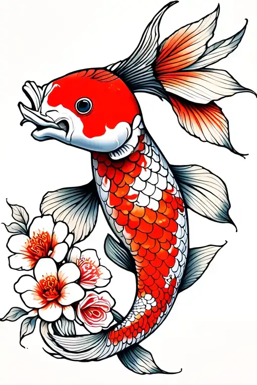 Rose Koi Fish Japanese Cherry Blossom