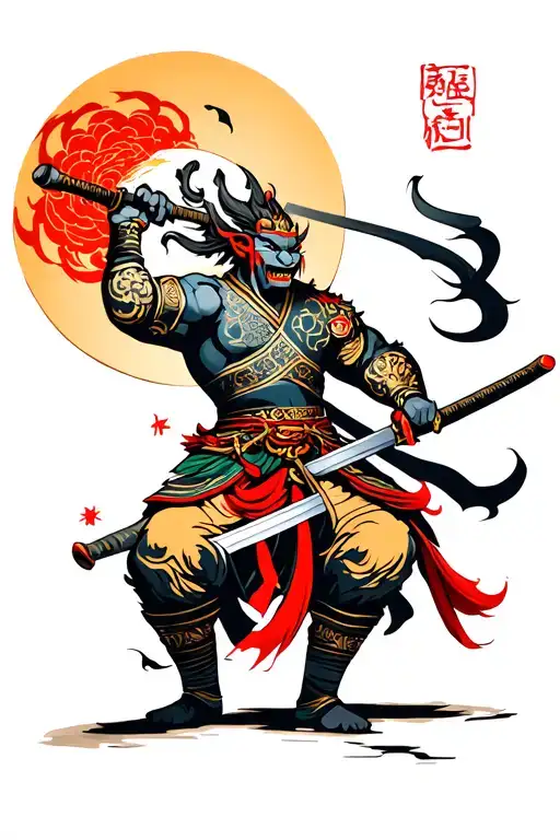 Oni Warrior Wielding A Sword