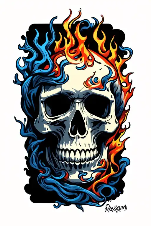 Skull With Flames Wrapped