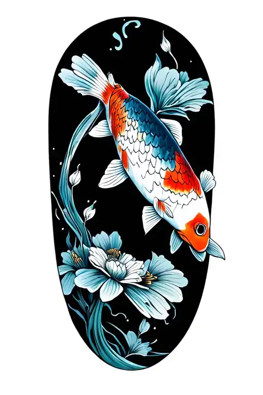 Koie Fish Japanese Flowers Water And Shaded