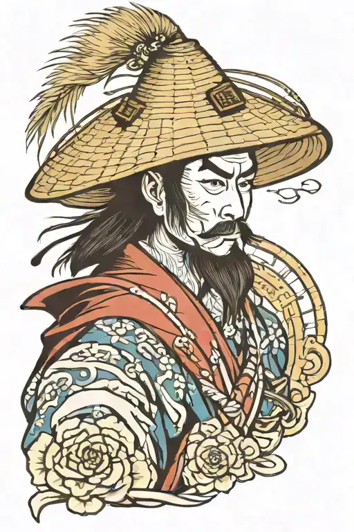 Samurai With Straw Hat
