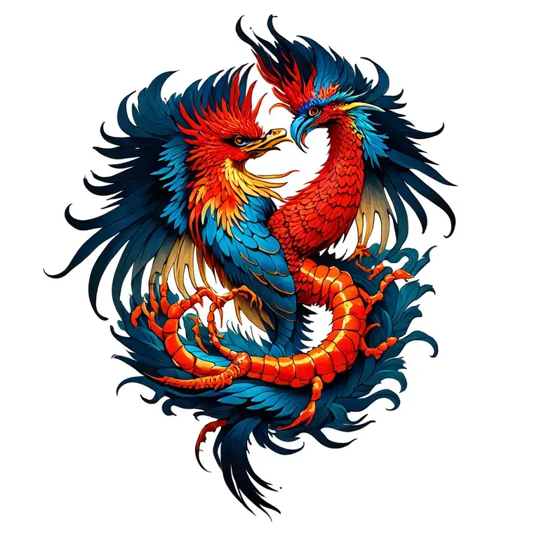 Pheonix Above Scorpion Intertwined