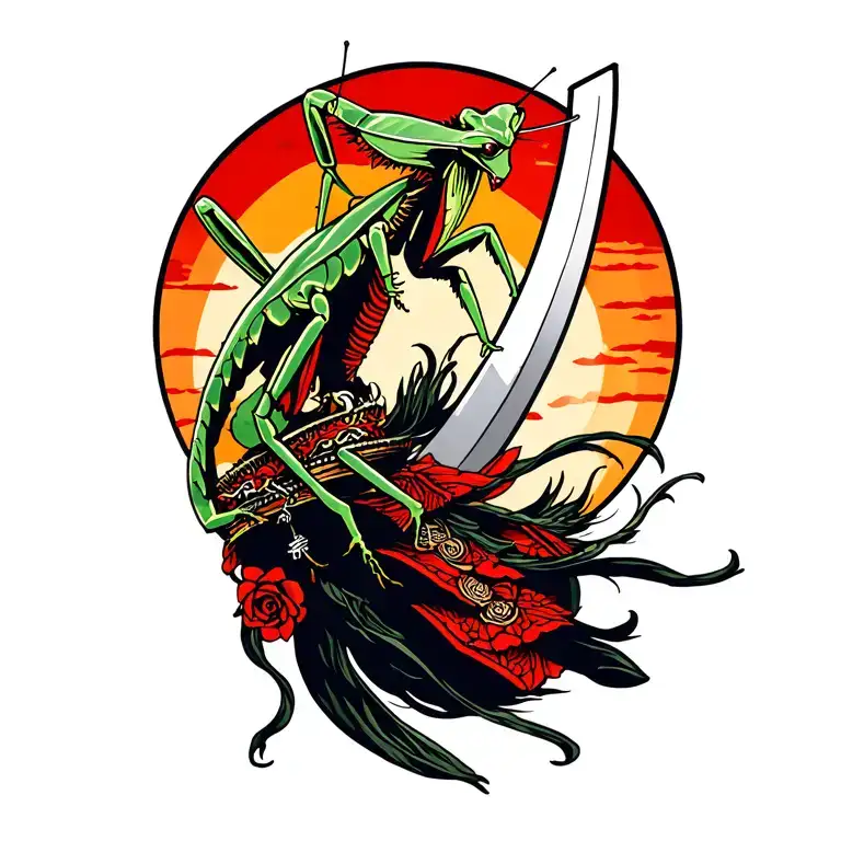 Samurai Sword And Praying Mantis