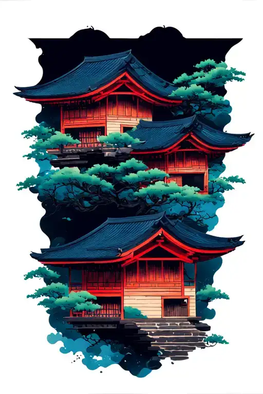 Japanese Huts In The Skies