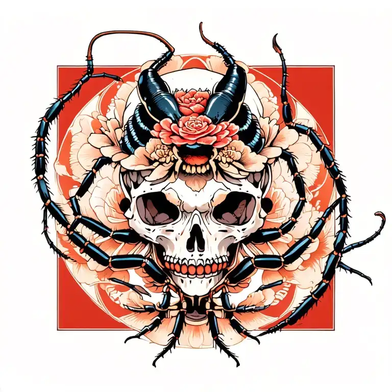 Centipede Wrapped Round Skull