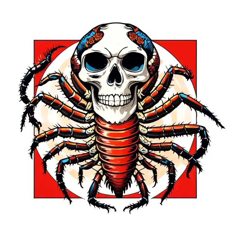 Centipede Wrapped Round Skull
