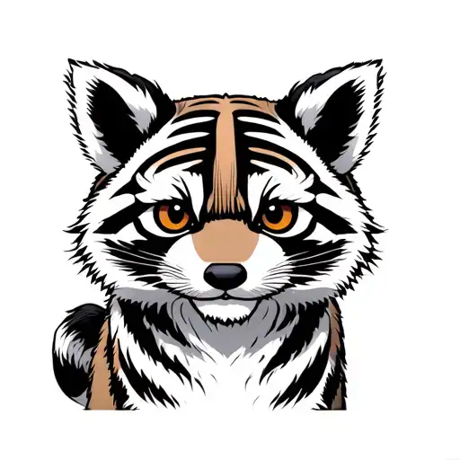 A Traditional Tiger But Change It Into A Raccoon
