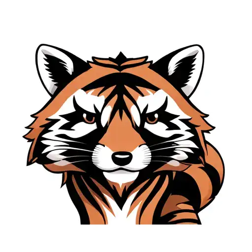 A Traditional Tiger But Change It Into A Raccoon Smoking