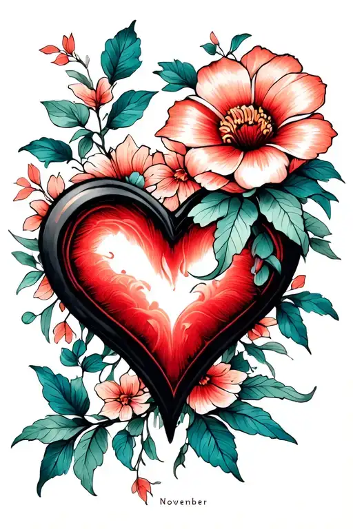 Infinity Heart With November Birth Flower
