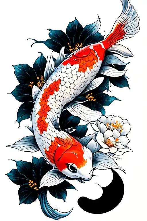 Koi Fish Sakura Flowers Wrapped