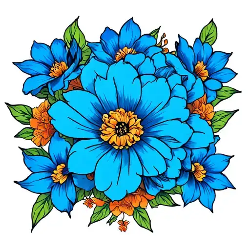 Dragon Ball With The Motif Of Blue Flowers And