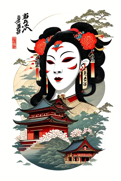 Only Mask And Japanese Castle