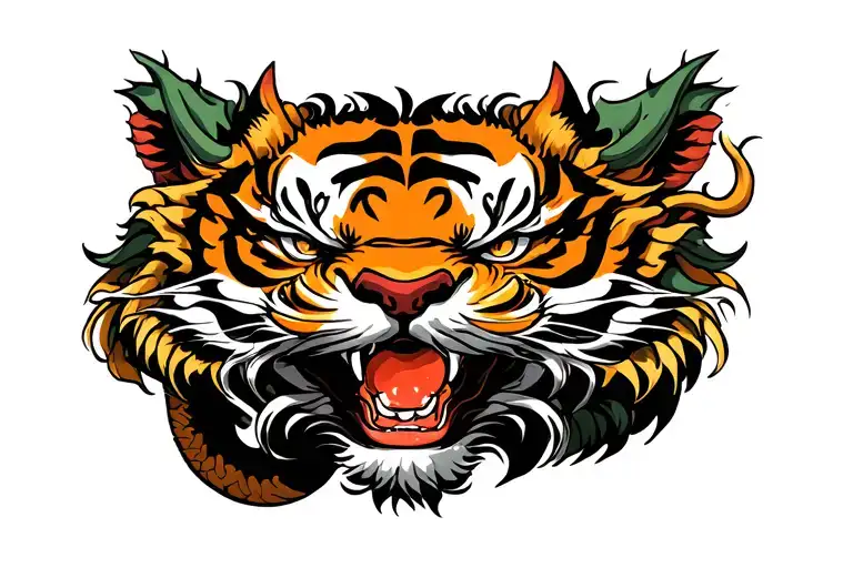 Dragon And Tiger Armband Tattoo Design