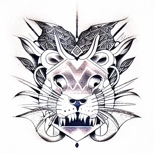 A Cybernetic Lion Eating An Analog Hare