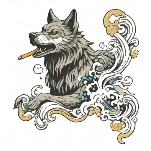 Wolf Smoking Vape Clouds Swirling