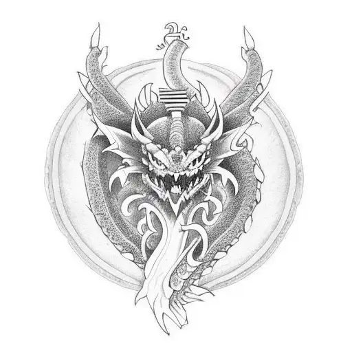 Heart With Dragon And Sword