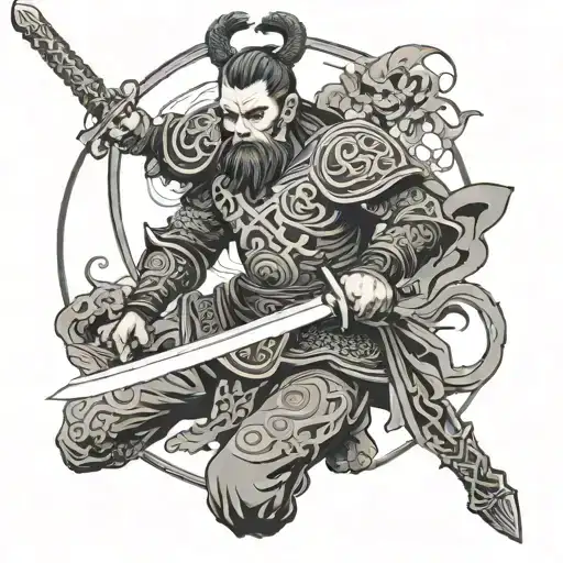 Celtic Warrior Wielding A Sword