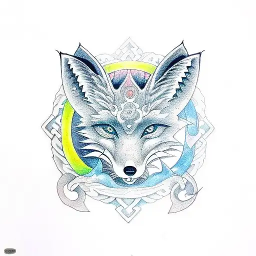 A Fox And Dragon Intertwined In An Infinite Yin Yang Symbol